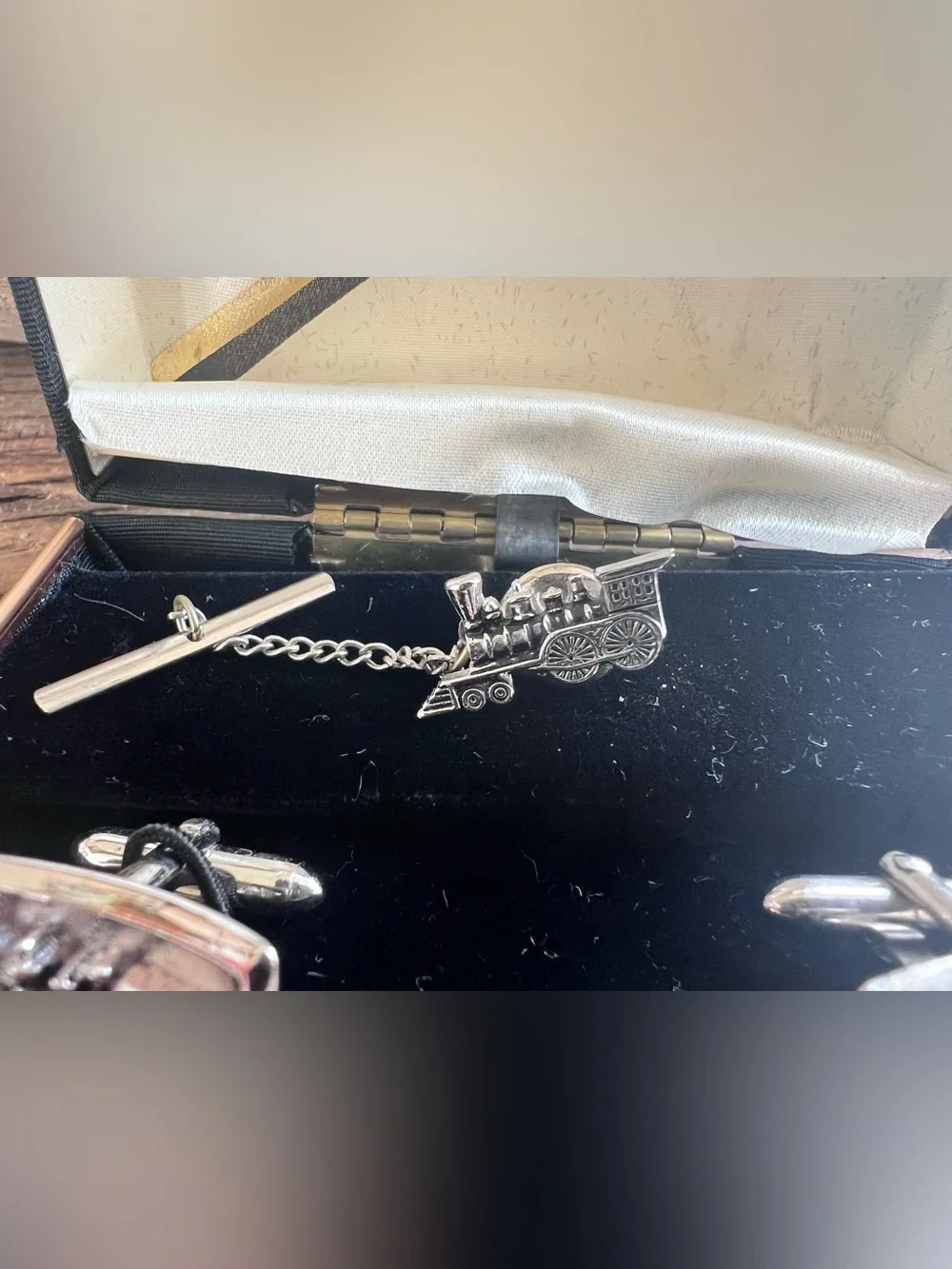 SWANK VTG Swank Locomotive Cufflink and tie clip Set